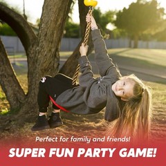 Outdoor Tree Swing for Kids – 6 Ft Climbing Rope, Carabiner & Strap, Multi-Color