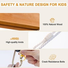 Robud Wooden Outdoor Swing Set, with Three Swings and Trapeze Bar