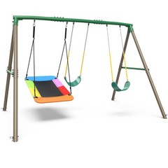 660lbs Heavy Duty Swing Set with 1 Platform Swing, 2 Belt Swings Metal Swing Set