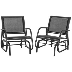 2-Piece Steel Glider Swing: Breathable Mesh, Curved Arms, 264lb, Black