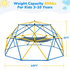 10ft Climbing Dome with Hammock &Swing Jungle Gym for Kids Heavy Duty Monkey Bar