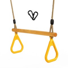 Wooden Trapeze with Plastic Gym Rings Trapeze Swing Bar with Adjustable Rope …