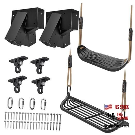 Heavy Duty Swing Set Kit – Reinforced A-Frame Brackets & 4 Hangers, DIY Swing