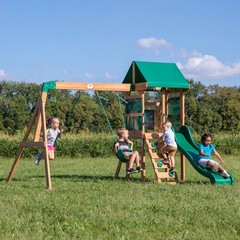Backyard Discovery Buckley Hill Wooden Swing Set, Made for Small Yards and Yo…