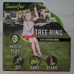 Swurfer Tree Swing Ring 3-in-1 Outdoor Tree Disc Swing Climbing Rope to Sit Stan
