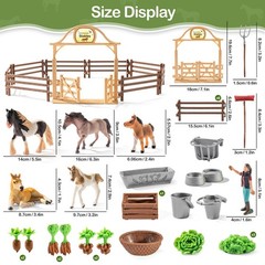 35 PCS Realistic Horse Playset for Kids – Stable Barn Toys, Farm Animals Gift
