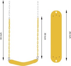 66InchHeavyDutyChainSwingSeatSensoryTherapySwingYellowWithHooksStraps