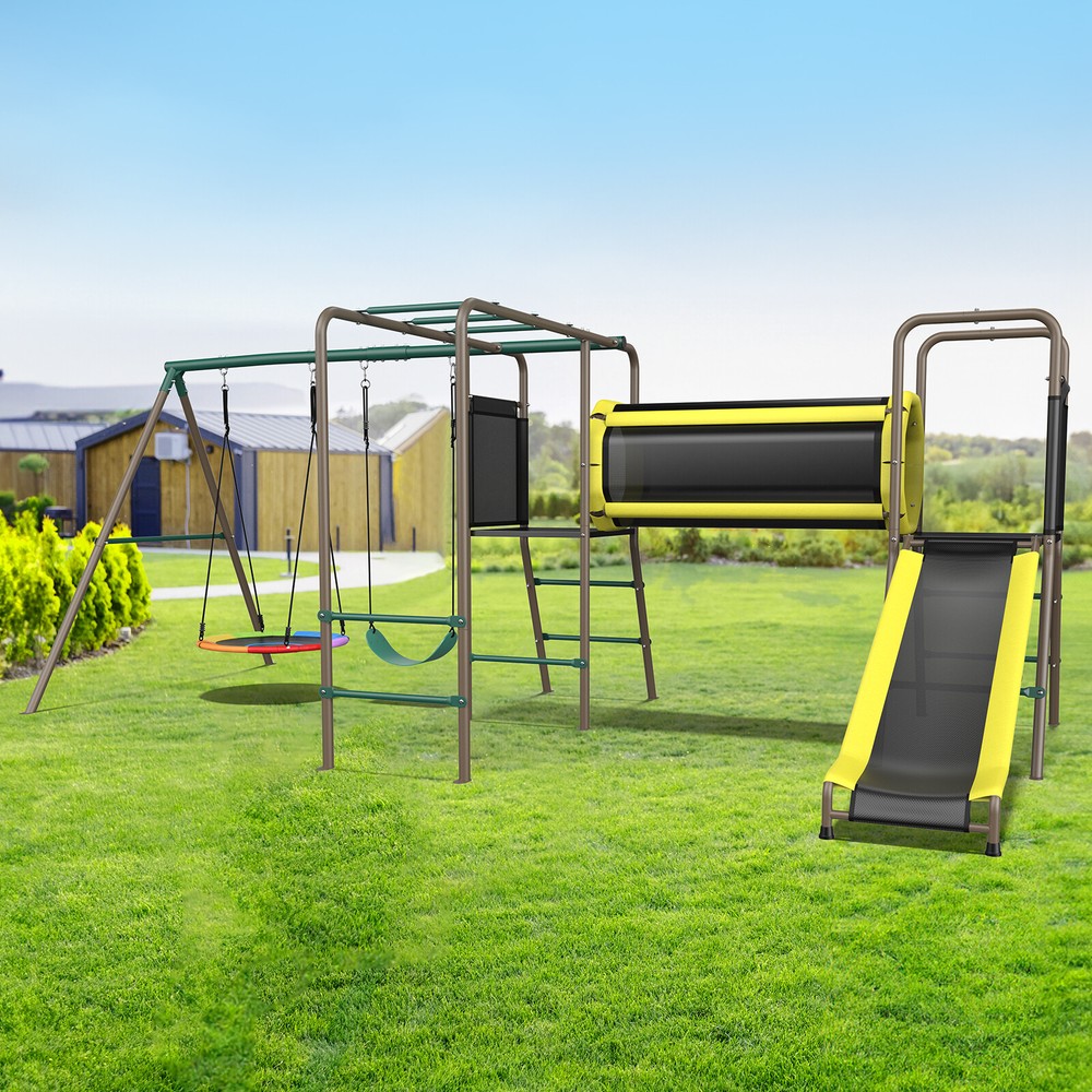 6 in1 Swing Set with 2 Swing Heavy Duty Double Reinforced Climbing Rope Backyard