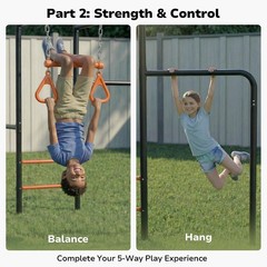 5-in-1 Swing Set Monkey Bars Climbing Net Heavy Duty for Backyard Playground Set