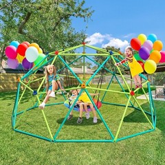 Hapfan 10 ft Climbing Dome Swing Set with Saucer Swing, Jungle Gym for Kids O…