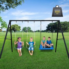 Hapfan Heavy-Duty 600 lbs A-Frame design Swing Set with 3 Swings & Sturdy Frame