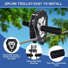 75ft/100ft/120ft/150ft Zip Line Kit for Kids and Adults Up to 380lb – Upgrade…