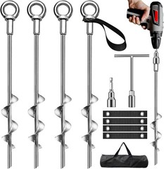 15″ Heavy Duty Ground Anchors Spiral Earth Stakes for Trampoline Swing Set New