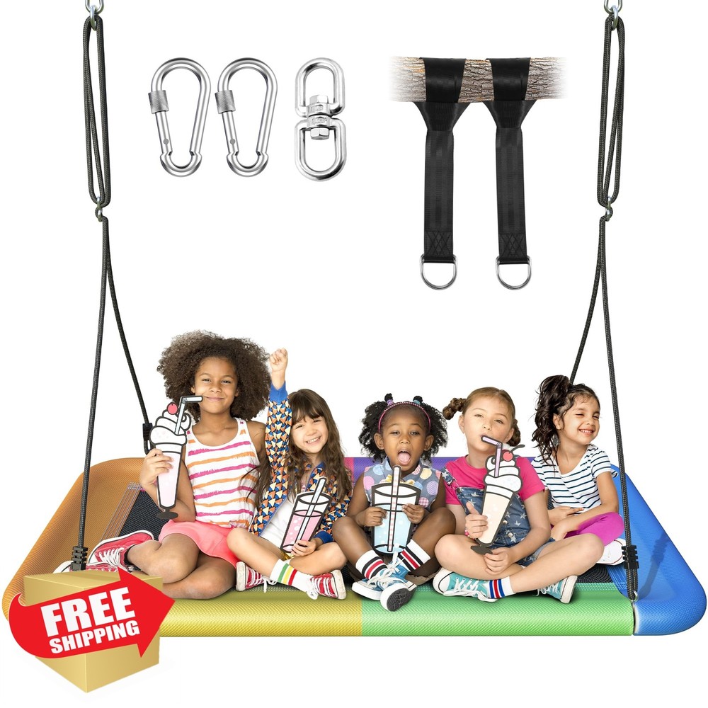 60″ Tree Swing, 700lbs Capacity Rectangle Platform Swing, Waterproof and Dura…