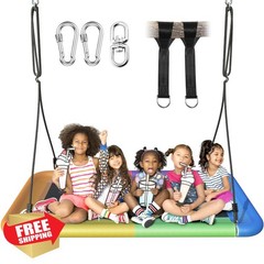 60″ Tree Swing, 700lbs Capacity Rectangle Platform Swing, Waterproof and Dura…