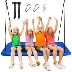 Costway 700lb Giant 60″ Platform Tree Swing Outdoor w/ 2 Hanging Straps Blue