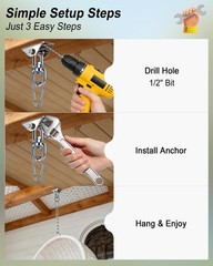 Porch Swing Hanging Kit Heavy Duty 1000lbs Stainless Steel, Easy to Install S…