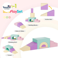Soft Foam Climbing Blocks Set – Large 5-In-1 Soft Play Toys Crawling & Sliding C