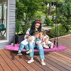 Moccha Flying Saucer Tree Swing, Giant 40” Round Swing with Steel Frame & Pink