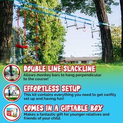 Double Ninja Slackline Obstacle Course for | 110 Foot Line | Monkey Bars Play…