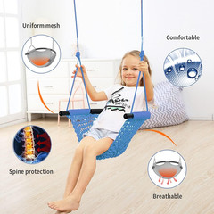 Adjustable Hand-Knitting Toddler Swing Seat for Indoor/Outdoor Use (Blue)