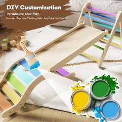 doowroodni Pikler Triangle Set 7in1 Toddler Climbing Toys Indoor Foldable Baby