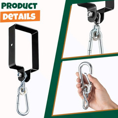 8 Pcs Metal Swing Set Accessories Kit w/ Hooks & Brackets for 4″x6″ Beam (Black)