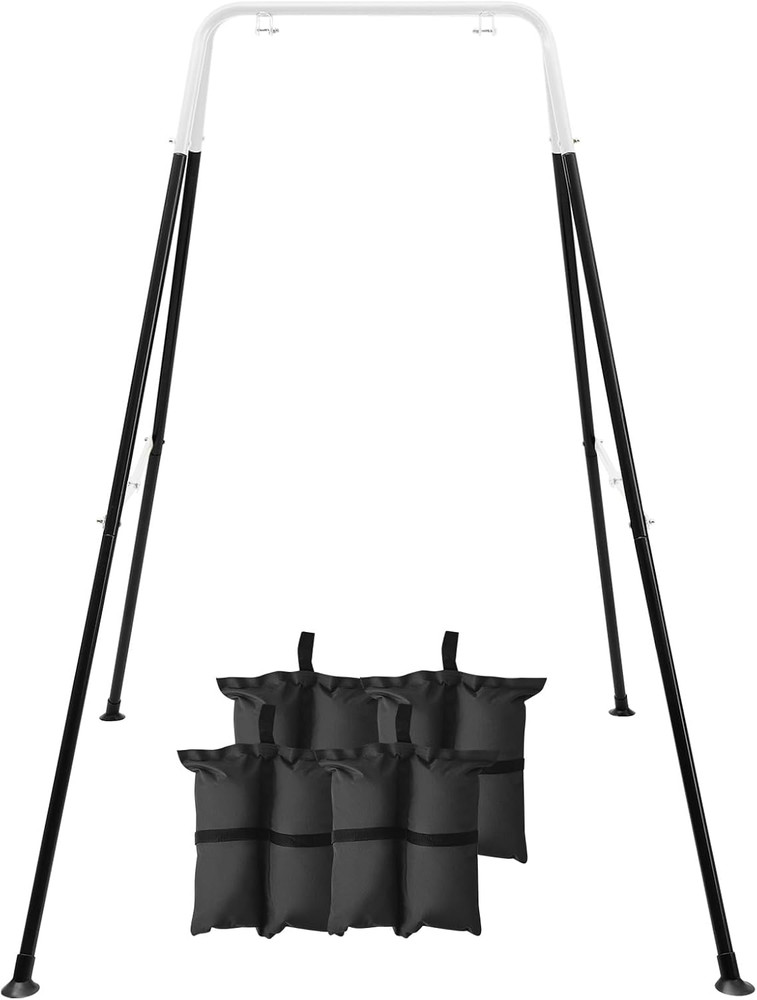 Heavy Duty Foldable Swing Stand for Kids with Sandbags – Indoor/Outdoor Black