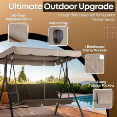Replacement Canopy 66″ X 45″ 2 Seat Outdoor Swing Beige UV Weatherproof Shade
