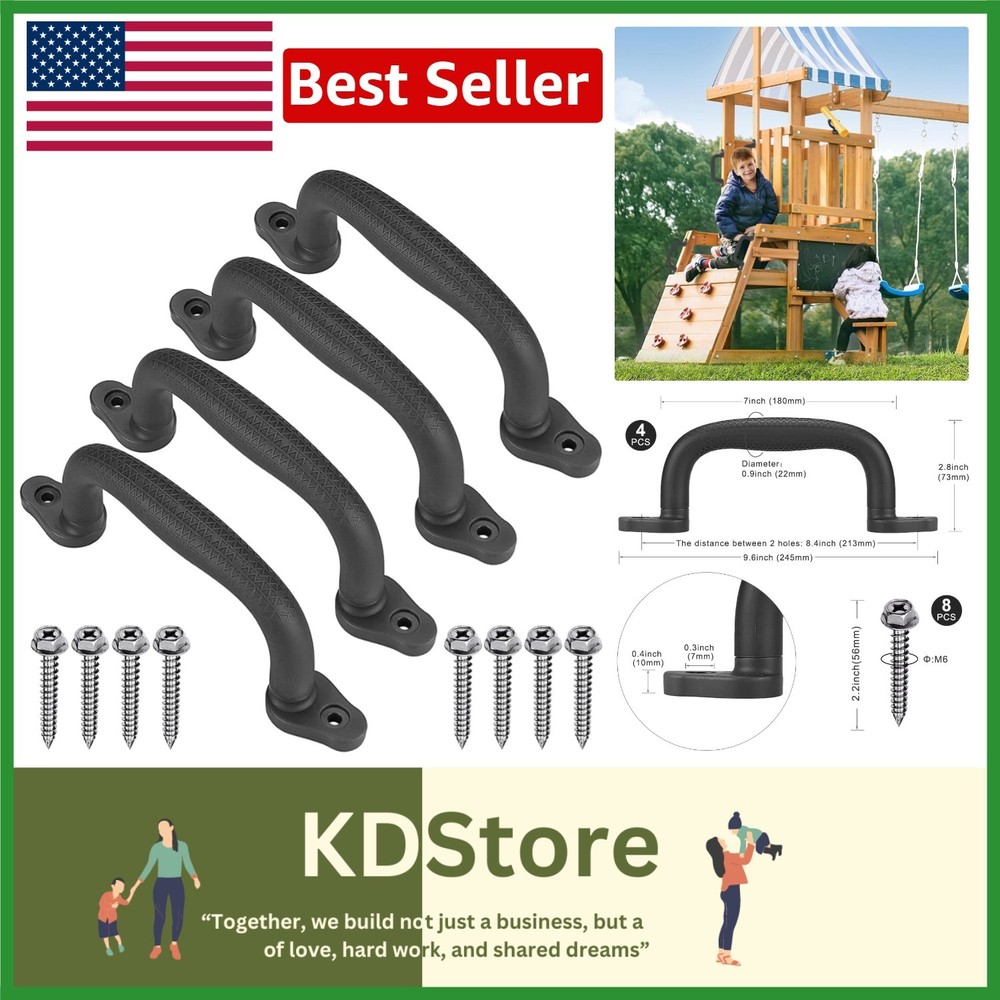 Black Non-Slip Playground Safety Handles – Durable 4-Pack for Kids’ Playsets