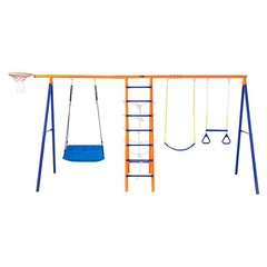 Uimoso Swing Sets for Backyard 6 in 1 Swing Set 440lbs Capacity Metal Swingset