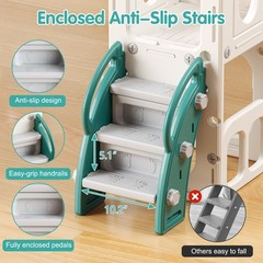 8 in 1 Toddler Climber Slide Playset Outdoor Indoor Slide Playset for Kids