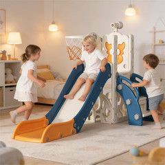 6.1ft Yellow 5-In-1 Toddler Slide Indoor Outdoor Wave Slide Backyard Playground