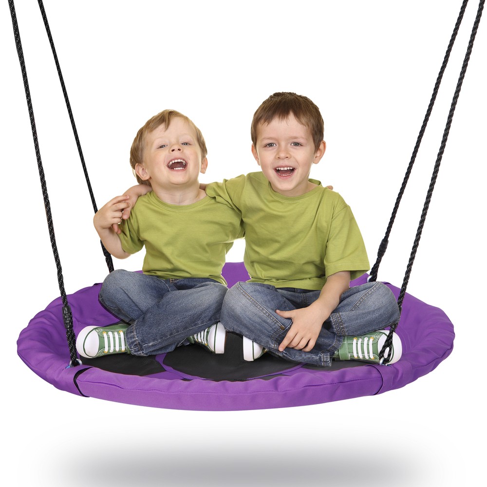 Tree Swing Set Saucer 40″ Swing Seat for Kids Backyard Outdoor Waterproof Purple