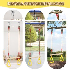 Wooden Trapeze Swing Bar, Adjustable Height Swing Set, Gym Rings, Playground …