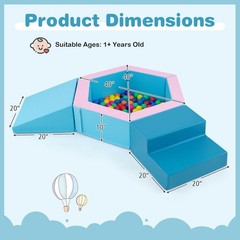 3 PCS Baby Foam Climbing Blocks w/Ball Pit Triangle Stair 100 Ocean Balls
