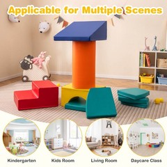 10 Pieces Foam Climbing Blocks Set w/ PU Leather Surface. for 1-3 Years Old.