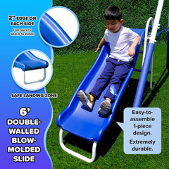Super 9 Metal Swing Set for Outdoor Backyard Play: Teeter Totter, Glide Ride, Ro