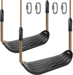 Plastic Swing Seat Non Slip Tree Swing Set W/ Adjustable Rope & 2 Carabiners