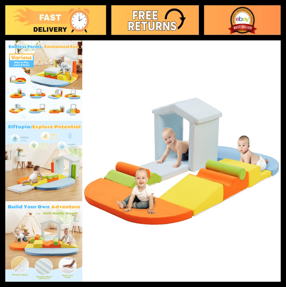 10-Piece Soft Foam Climbing Blocks Set with Ramp & Stairs for Toddlers – Indoor
