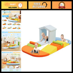 10-Piece Soft Foam Climbing Blocks Set with Ramp & Stairs for Toddlers – Indoor