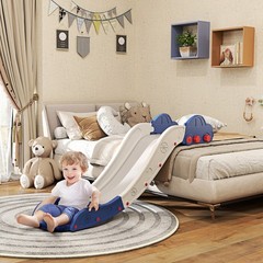 Qaba Toddler Couch Slide for Bed Sofa Indoor Extra Length Easy Assemble Blue