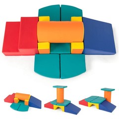 10 Pieces Foam Climbing Blocks Set w/ PU Leather Surface. for 1-3 Years Old.