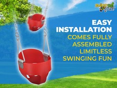 SWING SET STUFF HIGHBACK FULL BUCKET SEAT RED WITH CHAINS AND HOOKS toddler 0050