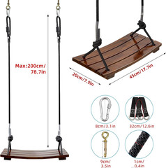 Wooden Swing Seat, Carbonized Hanging Wood Tree Swing 17.7 X 7.9 X 0.5 in for Ad