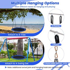 40″ Saucer Tree Swing 660 LBS for Kids Adults Outdoor w/LED Lights Blue