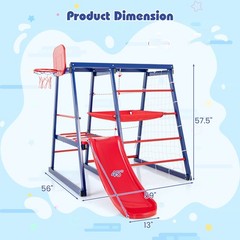 7-In-1 Kids Indoor Playground w/ Slide Climbing Net Crowling Ladder Rope Ladder