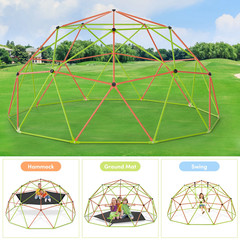 10FT Climbing Dome with Hammock Swing Kids Outdoor Jungle Gym Playground Clim…