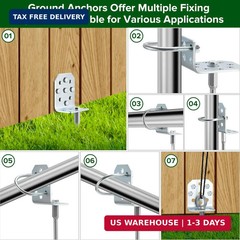 Swing Set Anchors 20″ – Heavy Duty Ground Anchors Screw in with L-Brackets & Dri