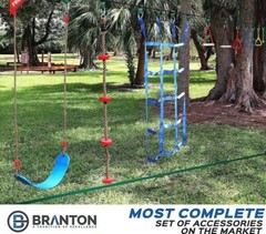 Ninja Warrior Obstacle Course for Kids – 2 X Ninja Slackline 50′ with 10 Accesso